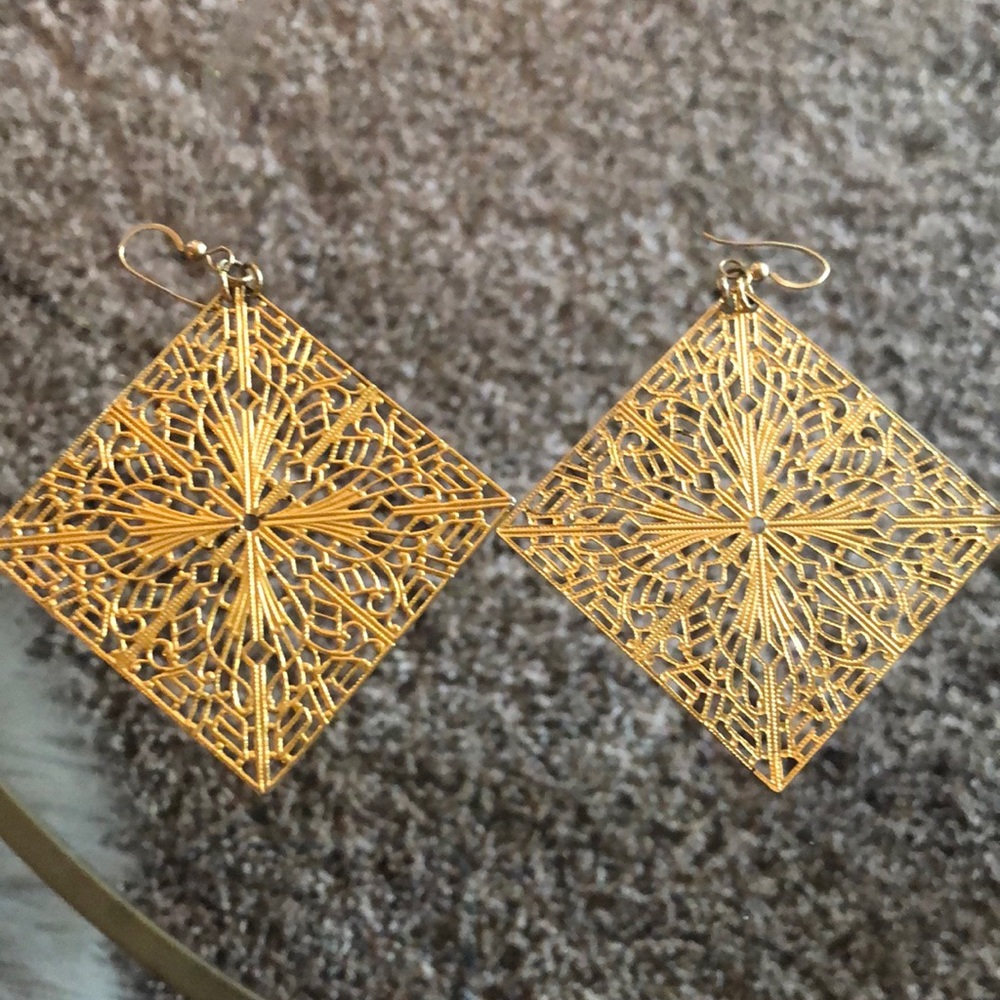 Gold look statement earrings
